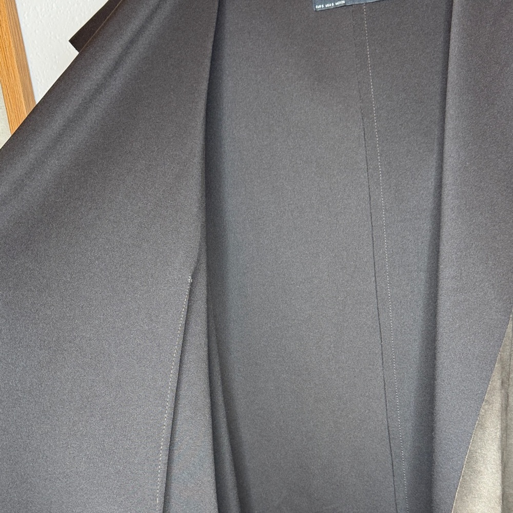 Zara Basic Faux Suede Dark Brown Women's Cape Coat with‎ Hood - Small - Picture 9 of 15